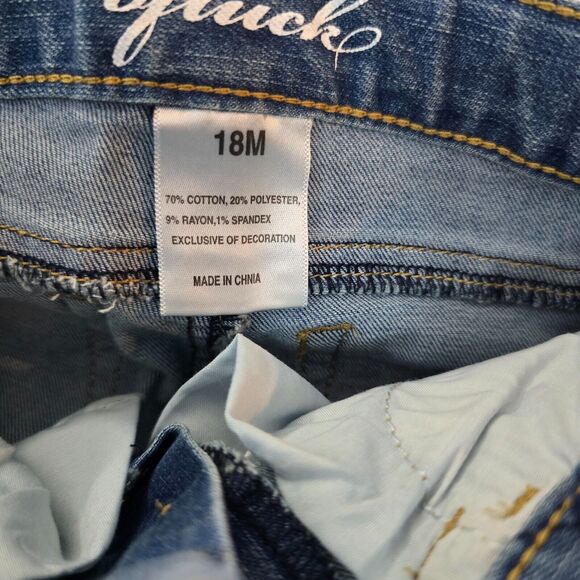 Ofluck Original Jeans Baby 18M Blue 2 Pairs Snap Closure Distressed Medium Wash - Picture 9 of 16